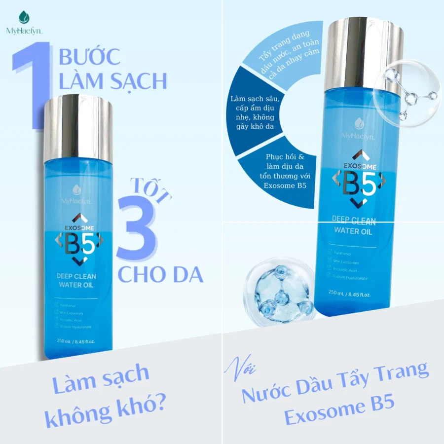 Công nghệ Exosome kết hợp với B5 mang lại hiệu quả làm sạch da tối ưu