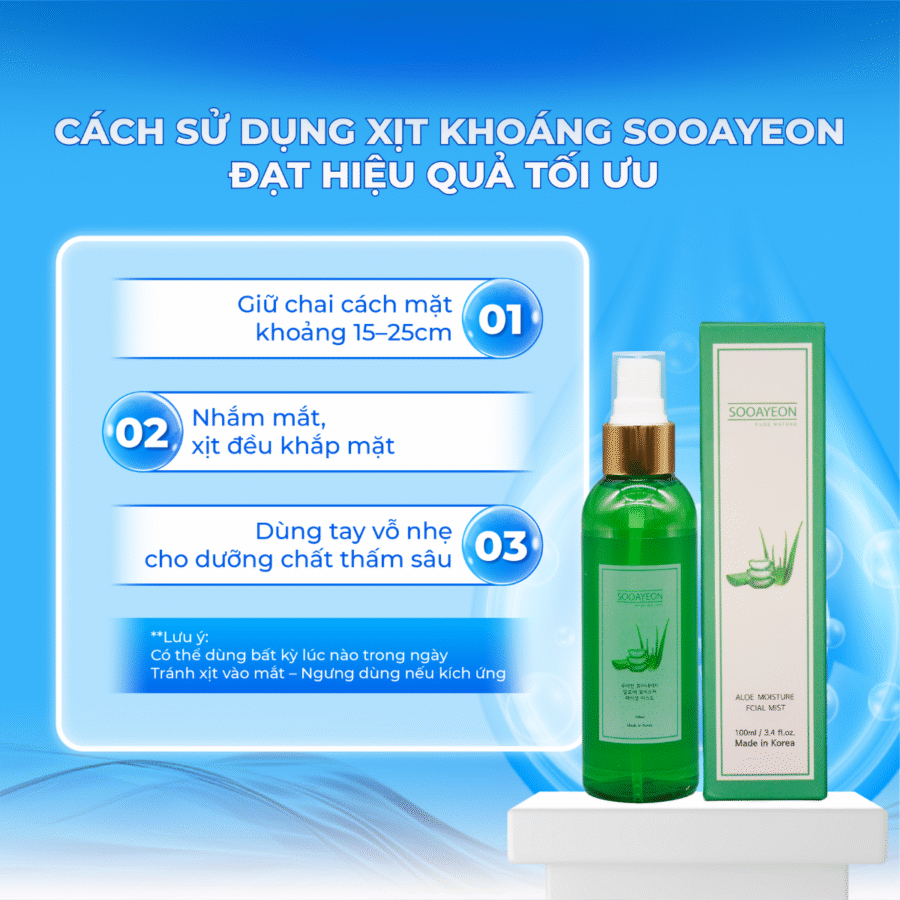 Các bước sử dụng xịt khoáng lô hội đúng chuẩn