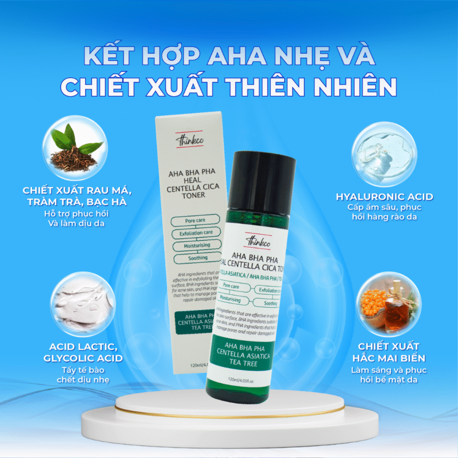 Công thức AHA kết hợp với các thành phần thiên nhiên dịu nhẹ