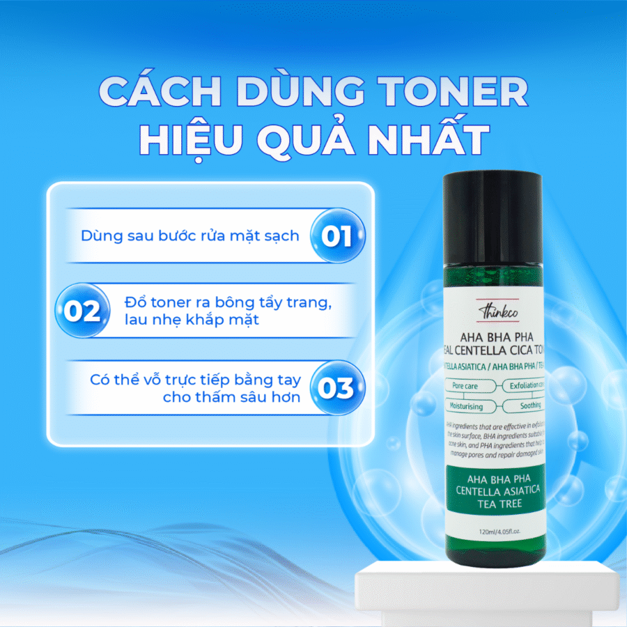 3 bước dưỡng da hiệu quả với toner AHA ThinkCo