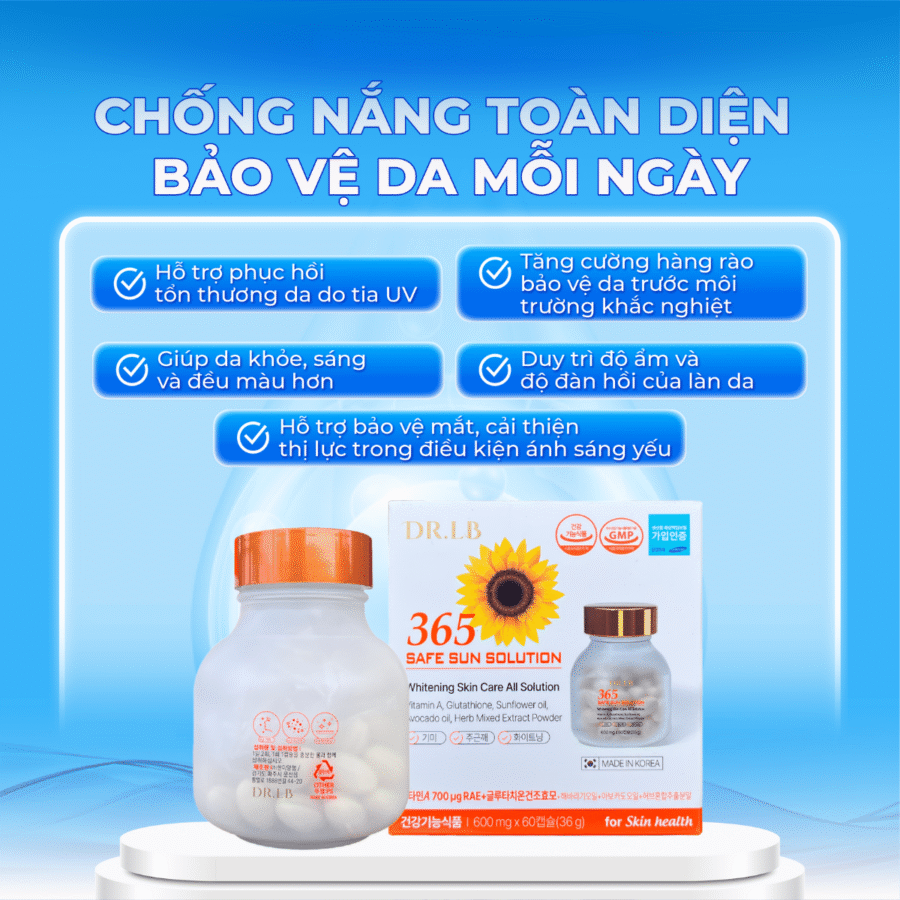 Viên uống chống nắng bảo vệ da toàn diện mỗi ngày