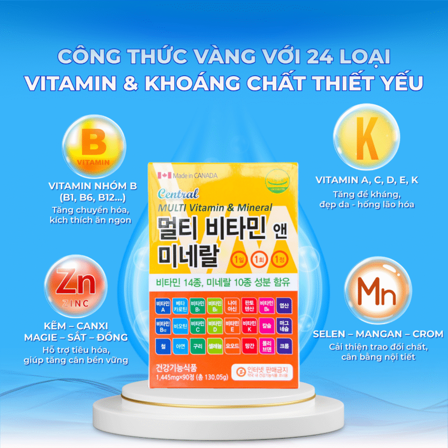 Công thức vàng kết hợp 24 loại vitamin và khoáng chất thiết yếu