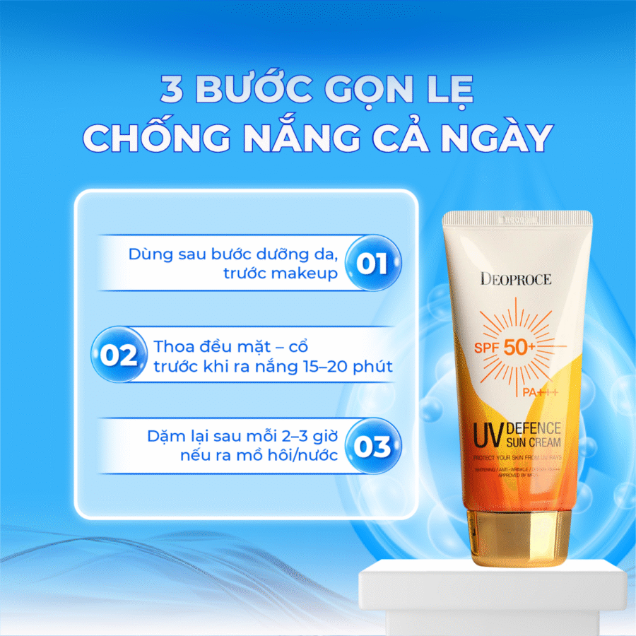 Quy trình chăm sóc da với kem chống nắng