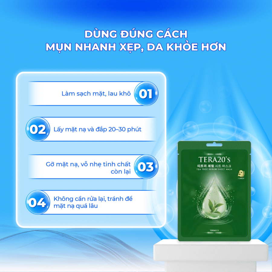 Hướng dẫn sử dụng Mặt Nạ Serum Tràm Trà Trị Mụn hiệu quả