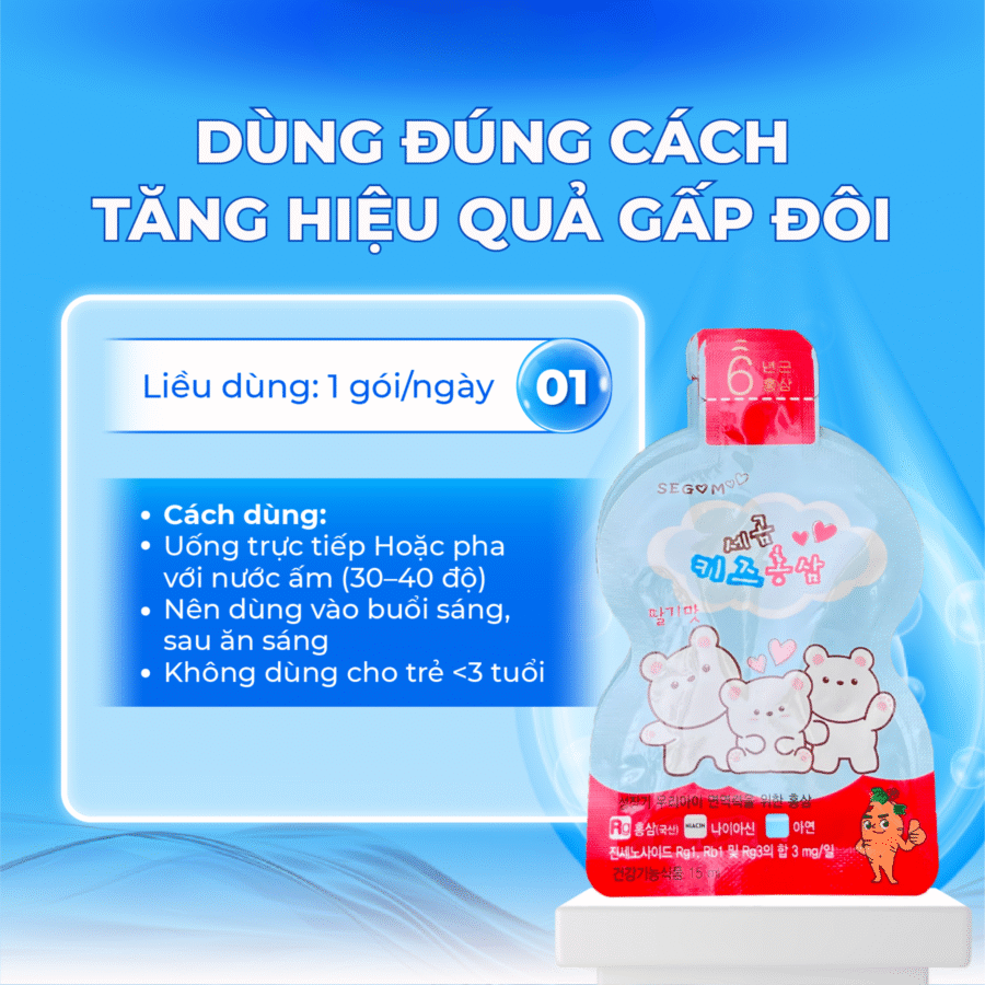 Hướng dẫn cách sử dụng của nước hồng sâm 3 chú gấu SEGOM