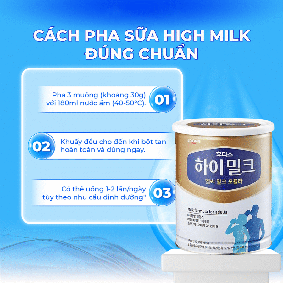 Hướng dẫn sử dụng Sữa Người Lớn Powdered Milk High Milk hiệu quả