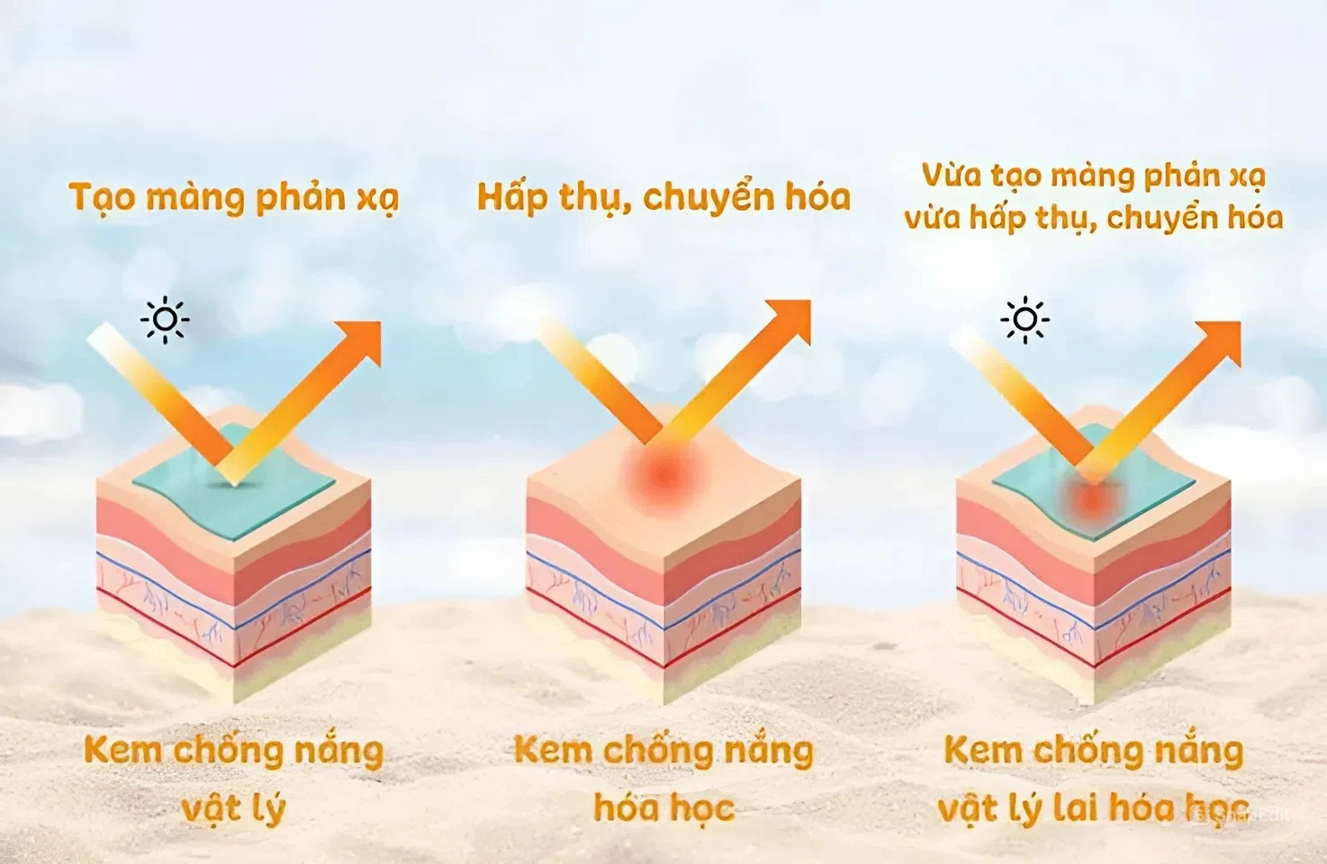 Phân loại kem chống nắng theo nguyên lý hoạt động