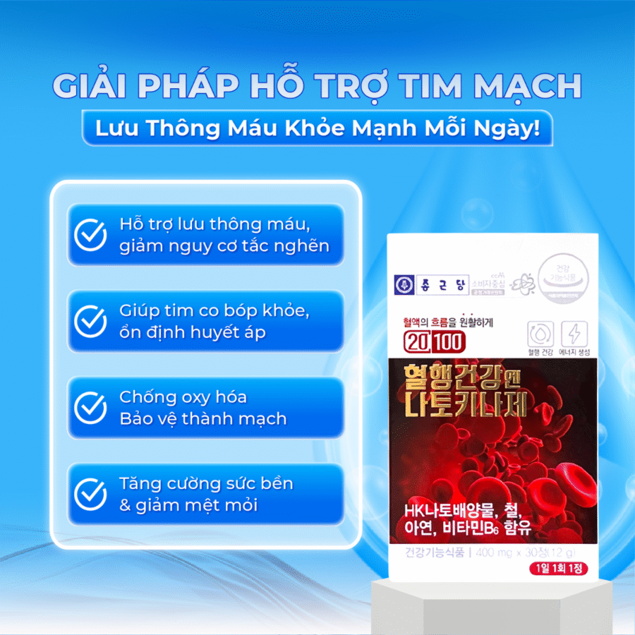 Hỗ trợ tim mạch, lưu thông máu hiệu quả