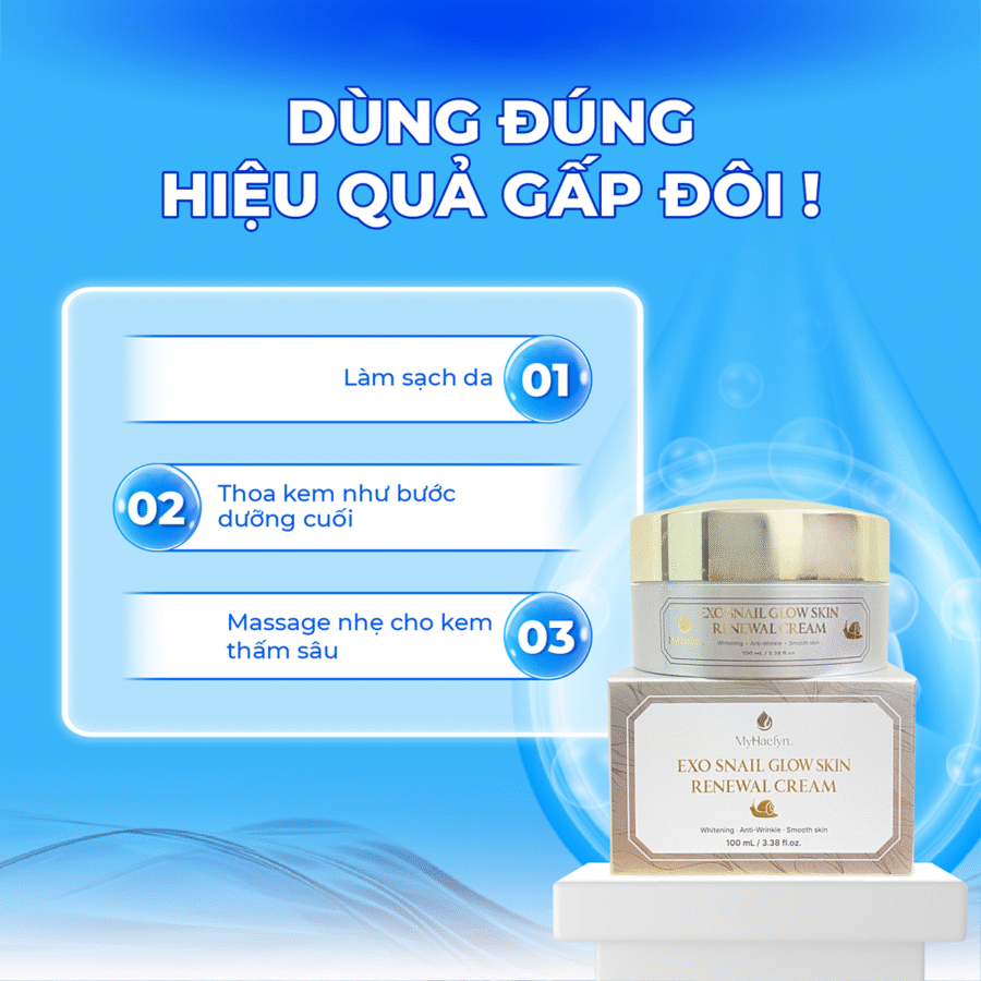Hướng dẫn sử dụng Kem Dưỡng Phục Hồi Ốc Sên Exosome MyHaelyn hiệu quả