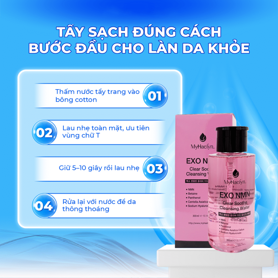 Hướng dẫn sử dụng Nước Tẩy Trang Exo NMN MyHaelyn hiệu quả